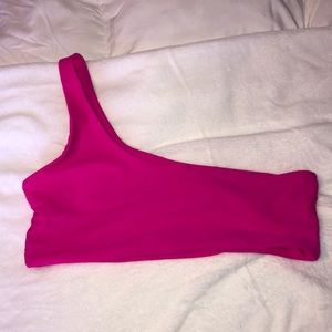 One shoulder SHEIN hot pink bikini top